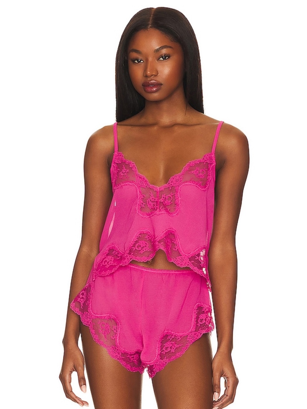 NWT Harley Camisole in Hot Pink
KAT THE LABEL Hot Pink Lace Trim Crop cami tank